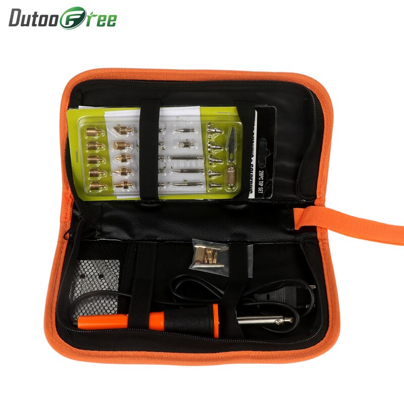 1Set 30W Electric Soldering Iron Pen Wood Burning Pen Set Pencil Burner With Brass Tips and Accessories Diy Tools Burning Brush