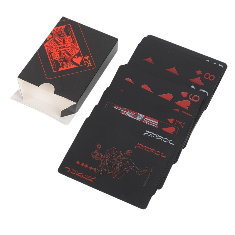 Super vandtætte spillekort cool sort plast poker pvc luksus folie poker spillekort standard størrelse 52 + 2 poker: Rød