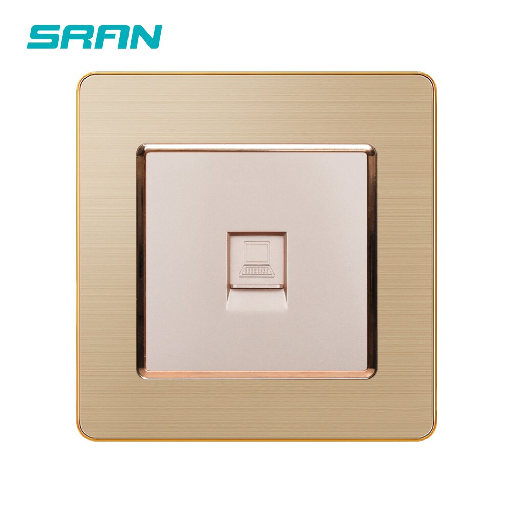 Sran væg  rj45 stik, kat 5 datanetværk computer interface rustfrit stål panel 86mm*86mm hvid/sort/guld