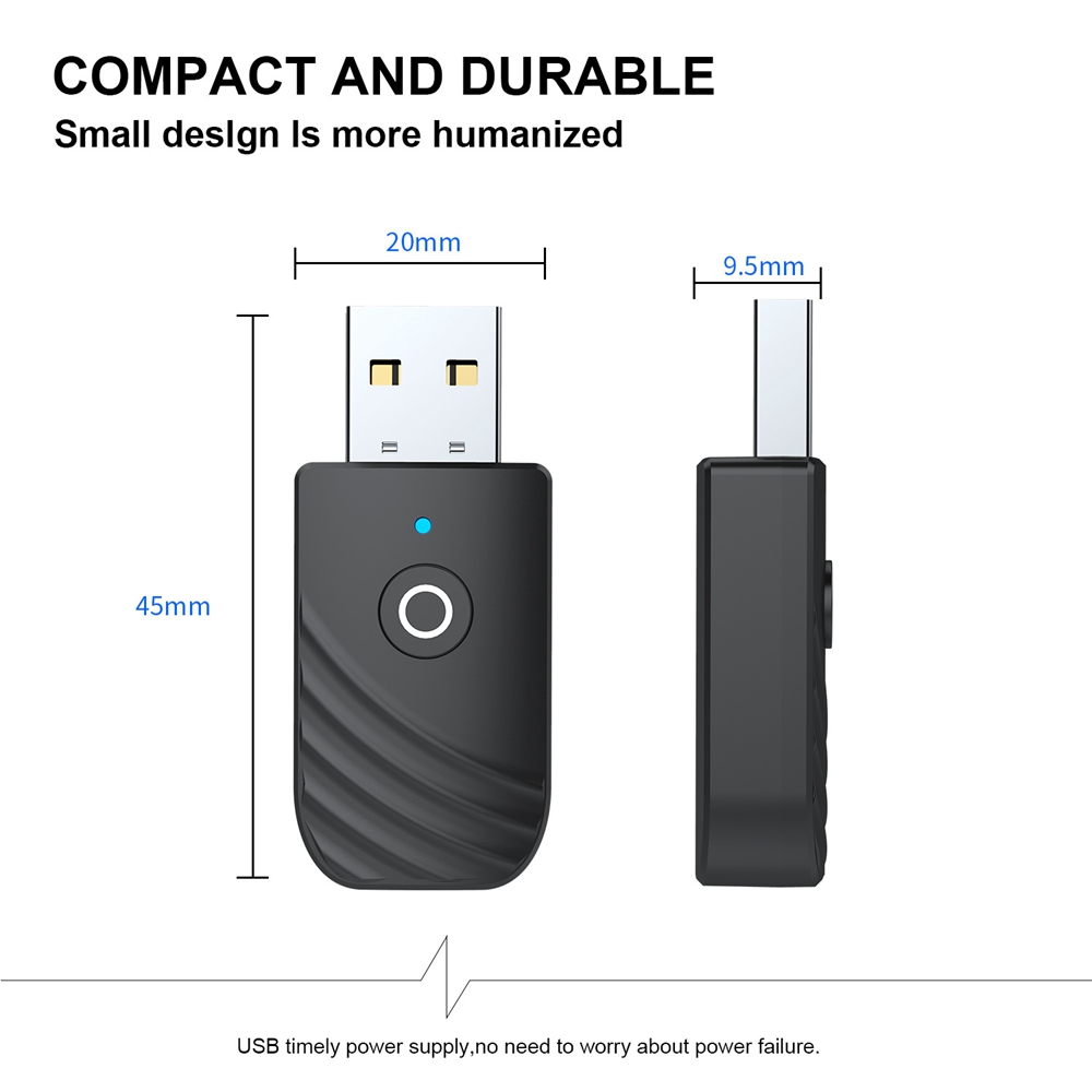 3 In 1 Bluetooth Ontvanger Bluetooth 5.0 Audio-ontvanger Zender Usb Adapter Tv Computer Auto Bluetooth Adapter Met Led Licht