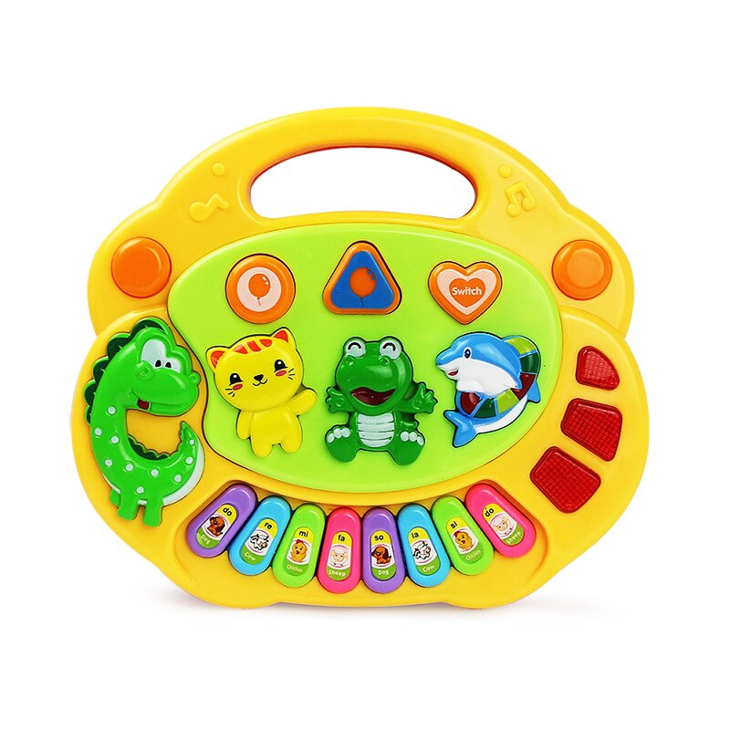 Juguete Musical con sonido de Animal de granja para niños, Piano de 2 colores, teclado con sonido de animales, instrumento Musical DS29: Yellow dinosaur