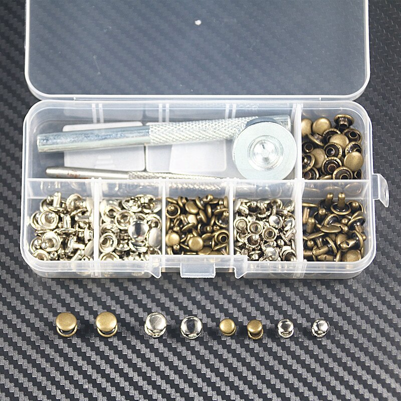 120 juegos de remaches de metal, tornillo sólido, bricolaje, cuero, cinturón artesanal, bolsa de grapas, accesorios de equipaje, hebilla de sujeción, superficie de 6mm/8mm