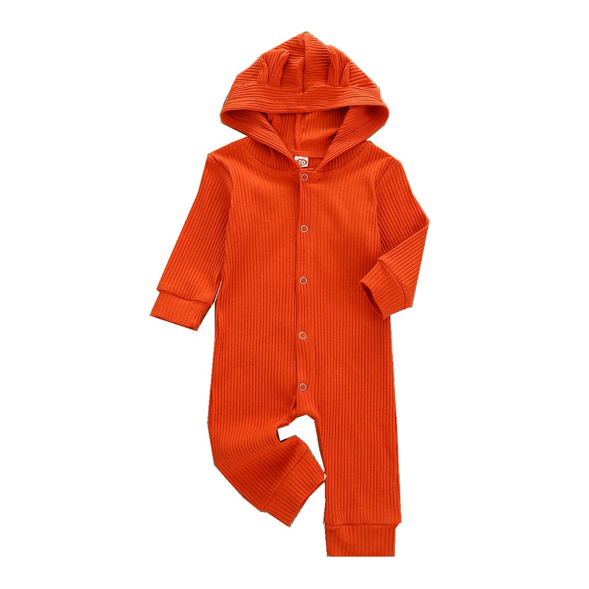 Citgeett frühling 0-24m Baby mädchen jungen einfarbiger strampler mütze kleinkind langarm knopf kapuzenoverall herbstkleidung
