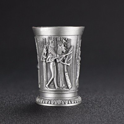 Copa de cobre de bronce antiguo de Egipto, vaso de chupito en 3D, licor de vino, espíritus, Cleopatra, Rameses, Rah, Vidro, Verre a vin, 3 piezas: 3 Pcs Rameses 2