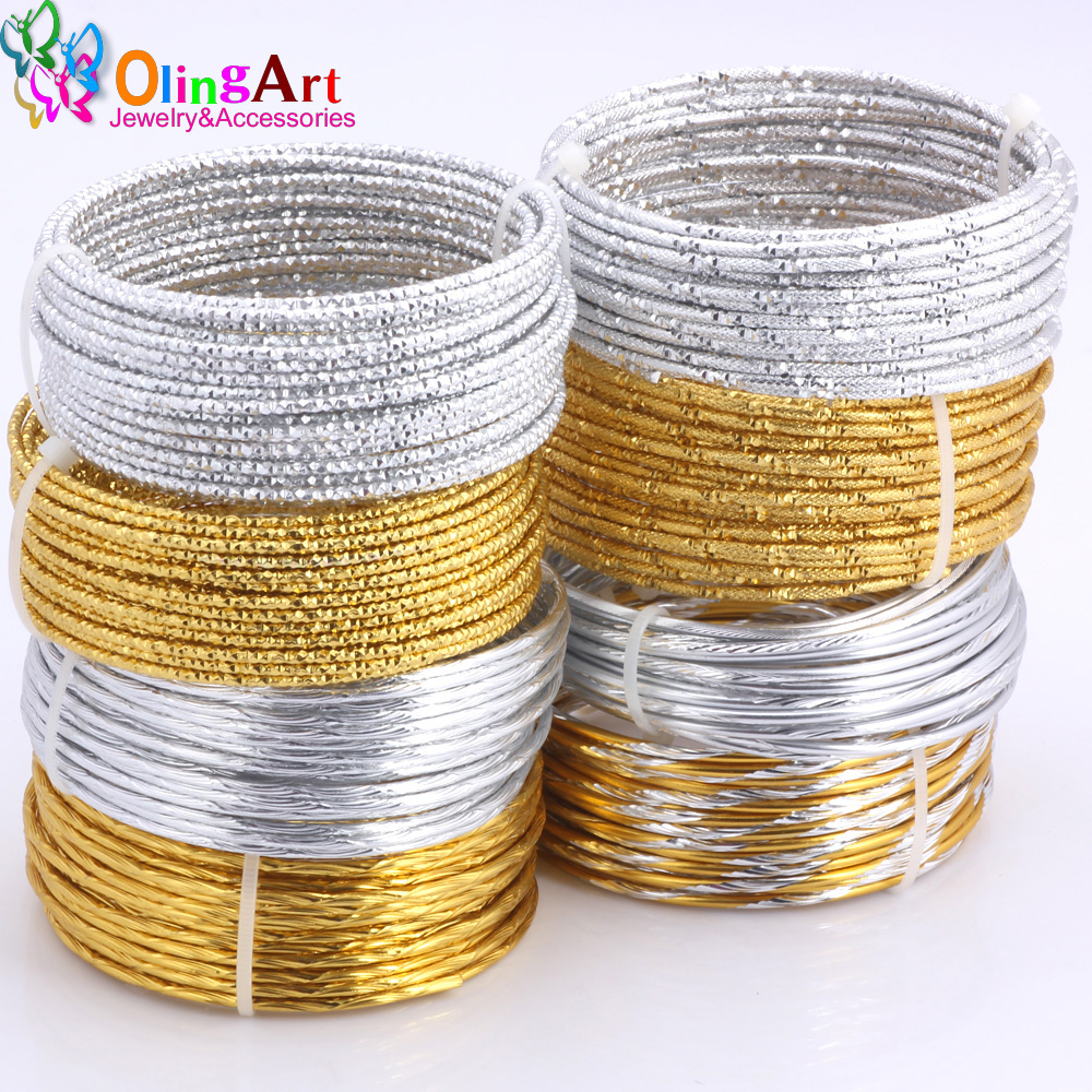 1M/5M lot 2.0mm Various Patterns Aluminum wire gold/silver soft craft versatile metal wire DIY Handmade jewelry making