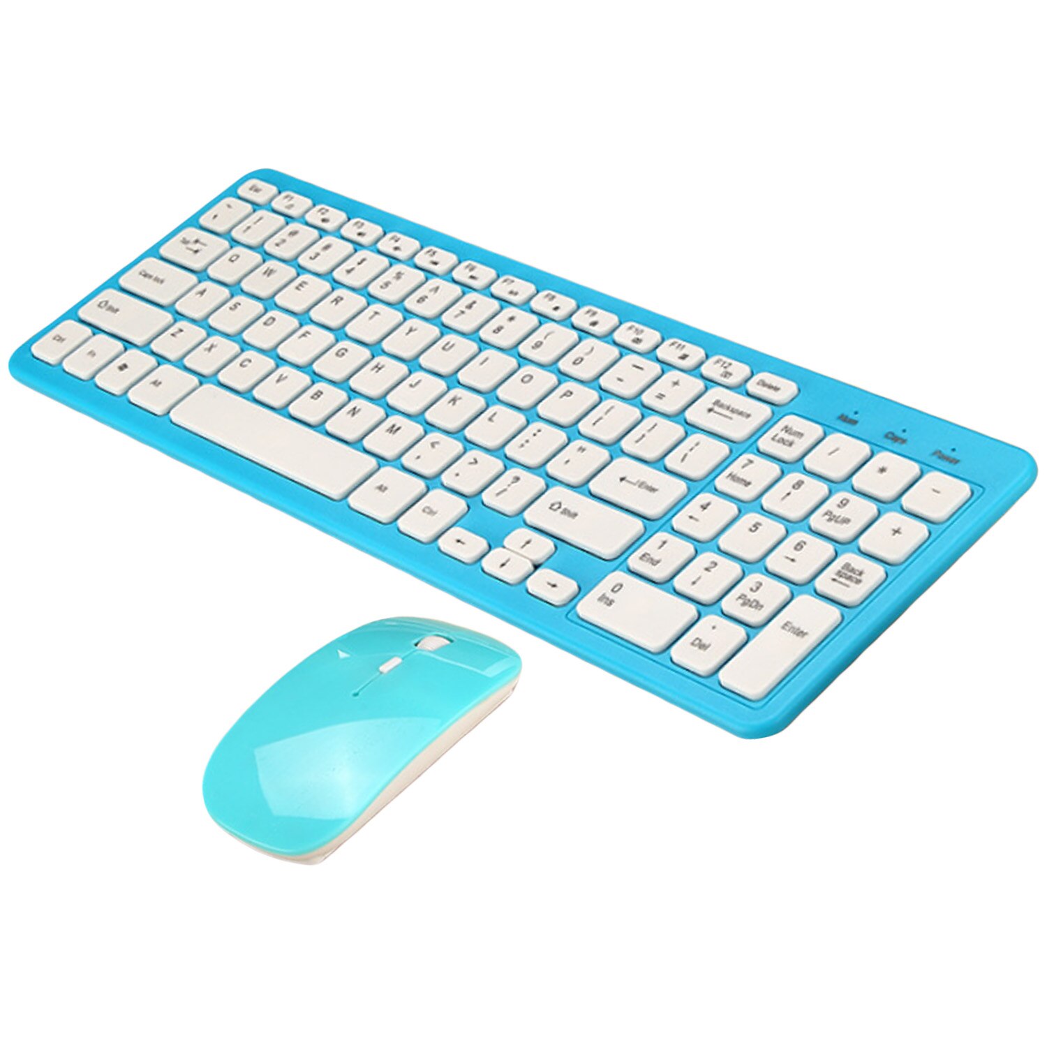 Elisona 2.4 GHz Wireless Keyboard and Mouse Set Ultra Slim Key board pad with Number Pad Mini Keyboard for Desktop PC Laptop: Blue White