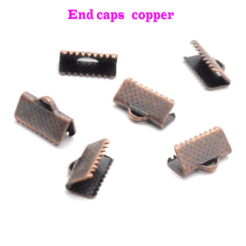 Jewelry Findings Diy 6/10/13mm Crimp beads cove clasps Cord End Caps String Ribbon leather Clip Foldover DIY: L / Yellow