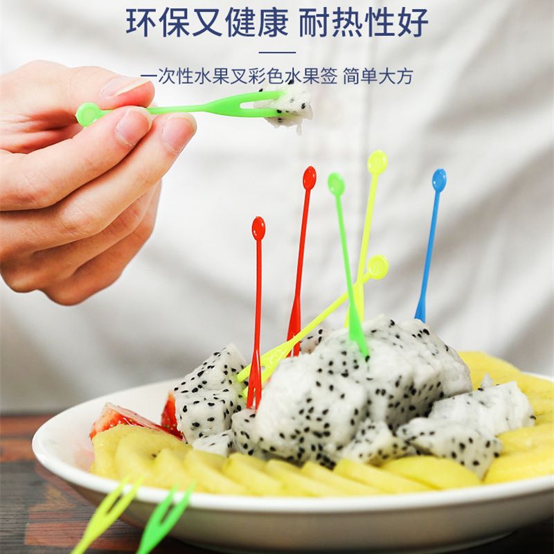 Aixiangru 8cm Kunststoff OK Obst Gabel Geschirr Kunststoff Gabel Einweg Geschirr Bar Tools Einzigen Farbe/Transparent 3500 stücke