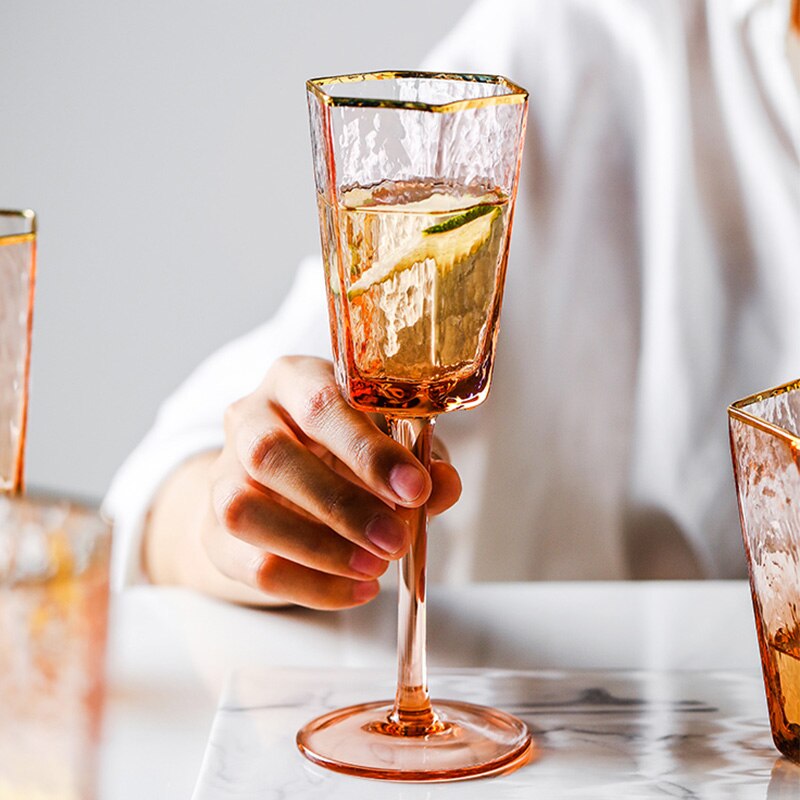 1 st kinglang hexagonalt glas genomskinligt champagneglas bägare hem vattenglas rödvinsglas kopp