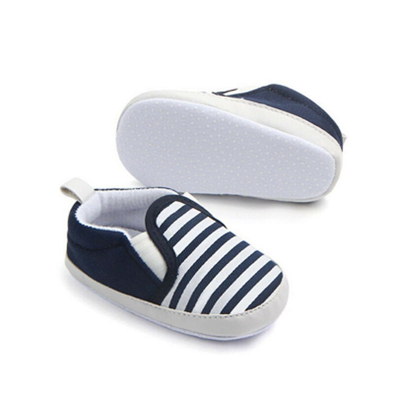 Mærke barnevogn nyfødt småbørn baby piger drenge børn spædbarn first walkers stribede klassiske sko loafers afslappet bløde sko
