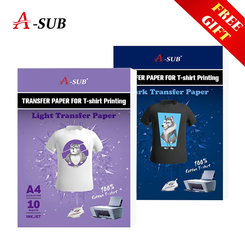 A4 inkjet transfer papir t-shirt overføre fotopapir til mørk eller lys farve tøj 10 ark / pakke
