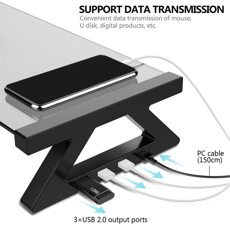 Monitor Stand Space Bar Dock Desk Riser with 4 USB Ports for iMac MacBook Computer Laptop Below 20Inch