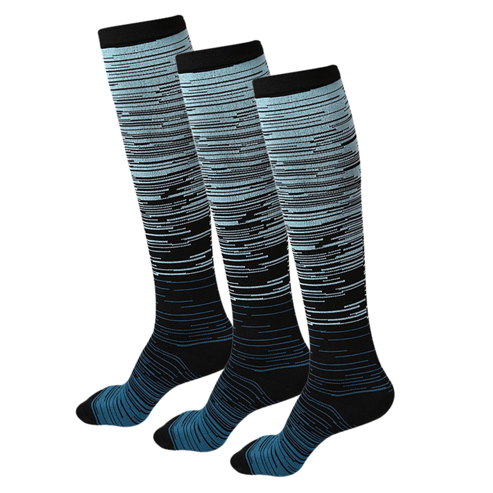 Winter warme skisokken dames dikke thermische sport snowboard voetbal fietsen skiën paardrijden basketbal wandelen compressiekous: Blauw 3 paar / L-xl