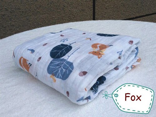 Aden anais muslin babyfilt &svaddar bebis swaddle kuvert filtar för baby bomull badhandduk kuvert för nyfödda: Räv
