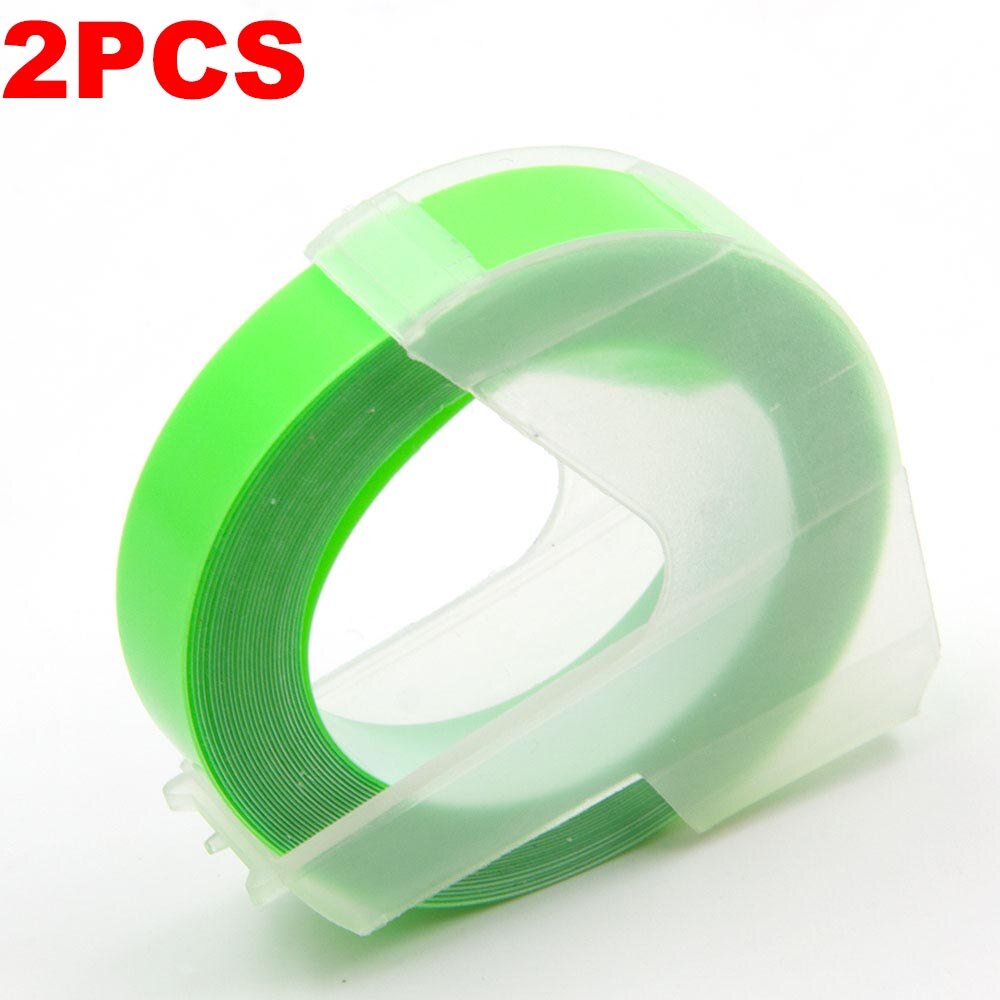 Absonic 2PK 9mm 3D Embossing PVC Label Tapes Compatible Dymo 1610 1880 12965 Manual Label printers for Motex E101 Label Makers: Fluorescent Green