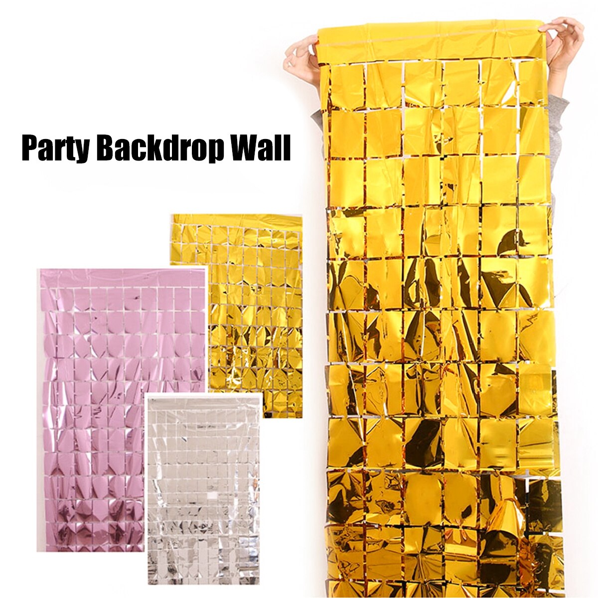 Square Rain Curtain Background Cloth Birthday Party Decorations Shimmer Wall Backdrop Wedding Party Decor Sequin Wall Background