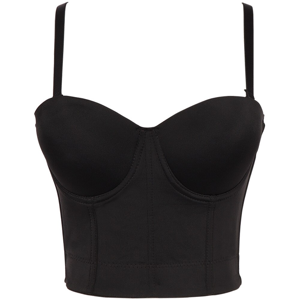 Top de tubo con almohadilla para el pecho para mujer, corpiño Sexy blanco a la , corsé, Tops cortos, A1068: Negro / XL