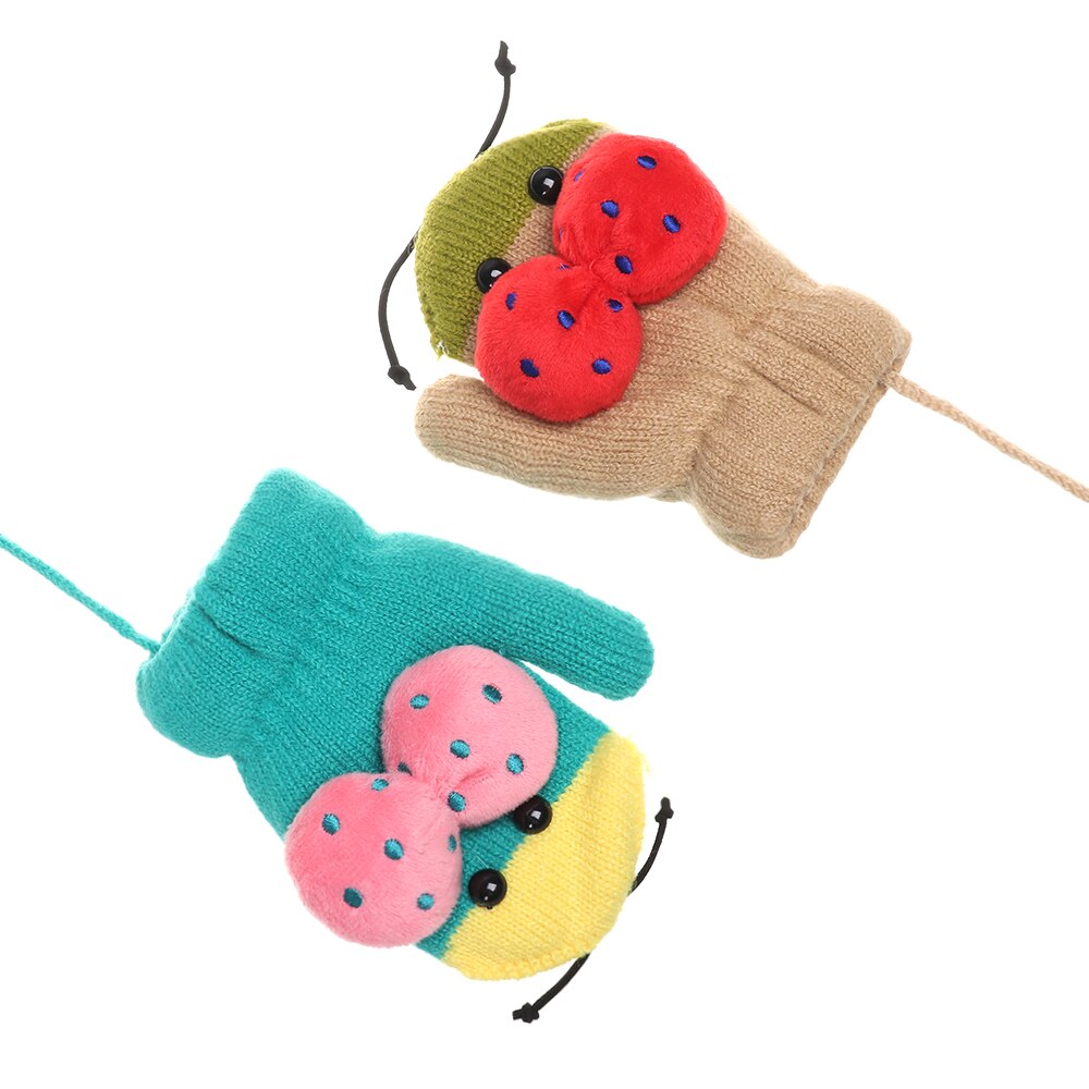 Del bambino Delle Ragazze Dei Ragazzi di Inverno Lavorato A Maglia Guanti bambino Del bambino Dei Bambini Caldo Corda dito Completa guanti Del Fumetto Dei Bambini Più di Velluto di Spessore Guanto