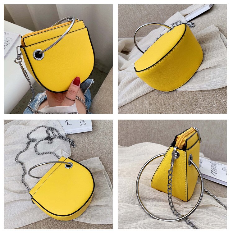 halfronde Vrouwen Zadel Draagtas Candy Kleur Metalen Handvat Handtas Crescent Schouder Tas Dame Crossbody tas