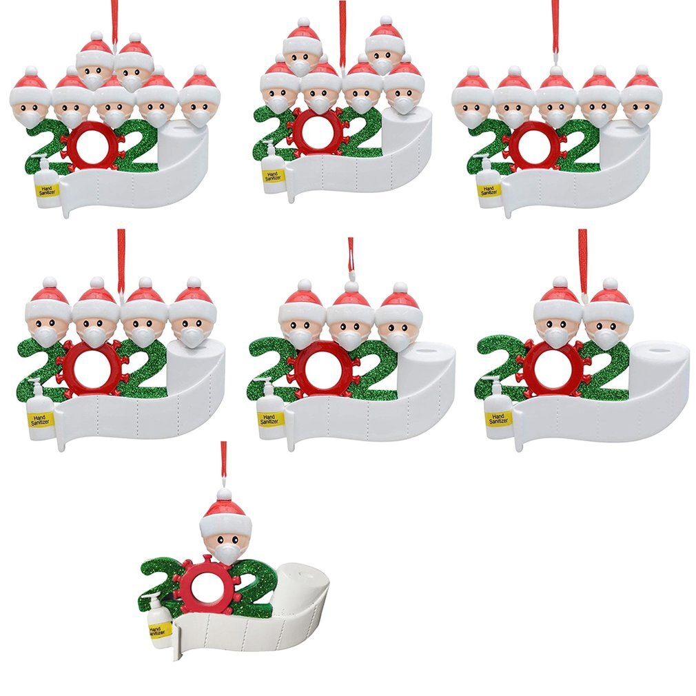 Mascarilla con colgante de árbol de Navidad, mascarilla de felicitación de nombre artesanal, muñeco de nieve, adorno de Navidad, decoraciones para vacaciones