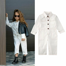 Salopette blanche pour filles de 1-6 ans | Salopette pour bambins, combinaison de body à manches longues, vêtements filles blancs