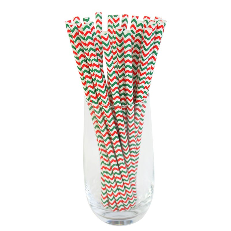 25 st / parti julserie engångs dricksrör kraftpapper halm för bröllop julår festartiklar navidad: S01