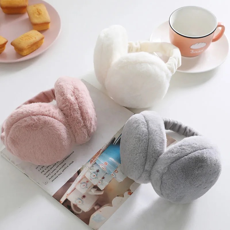 Winter Plush Warm Earmuffs for Women Men Solid Color Earflap Outdoor Cold Protection Ear-Muffs Adjustable Ear Warmer