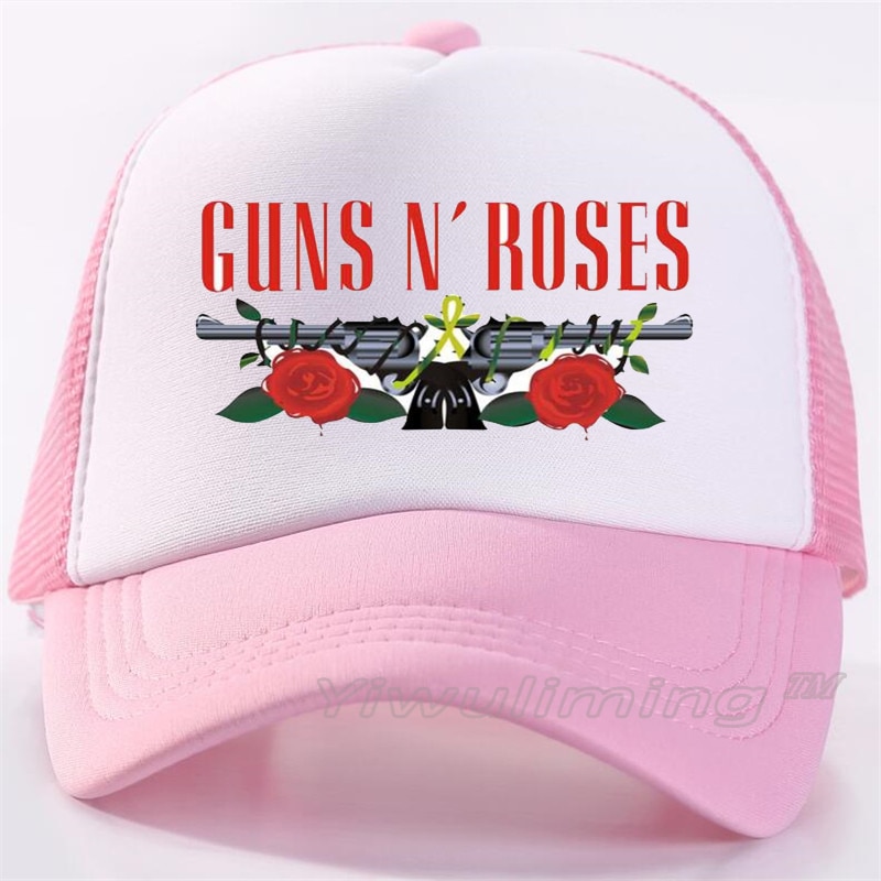 NewSummer Trucker Caps Guns and Roses Cool Summer Black Adult Cool Baseball Mesh Net Trucker Caps Hat for Men Adjustable