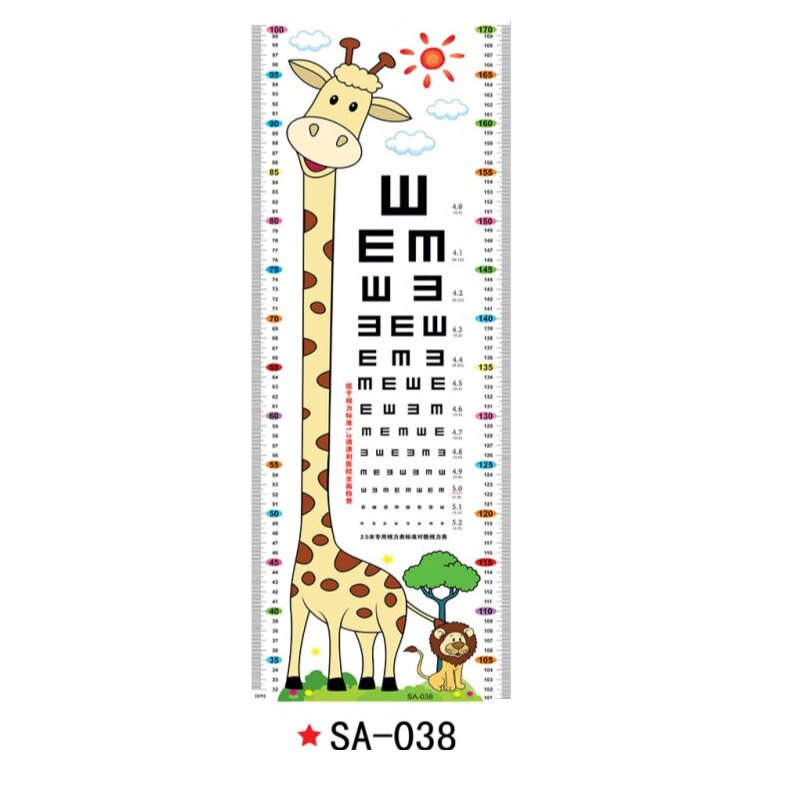 Cartoon Home Bedroom Visual Chart Nursery Decorations PVC Kids Height Chart 1Sheet Wall Stickers: 5
