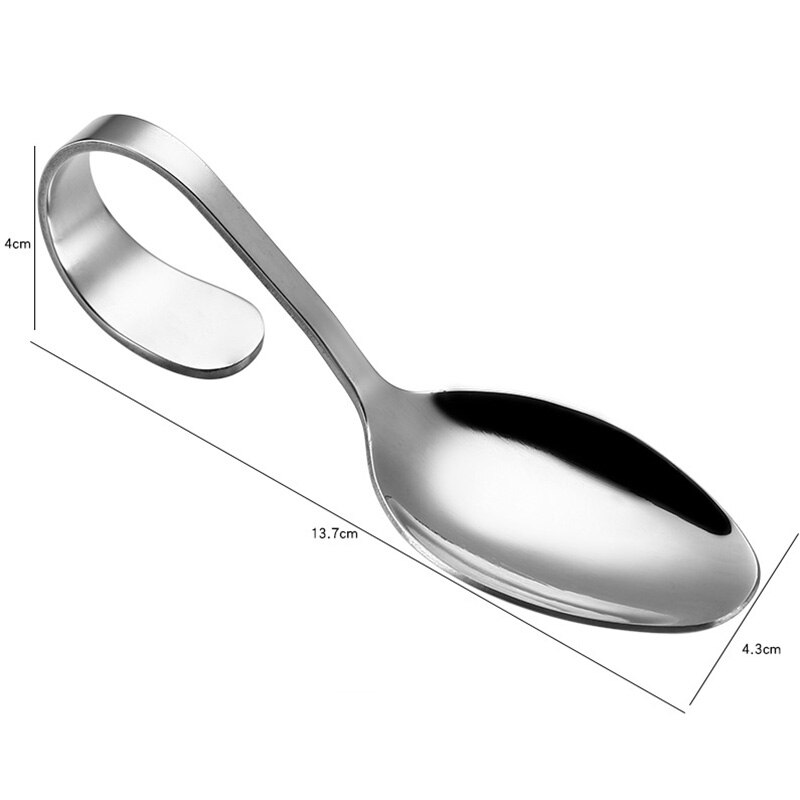 Gebogen Löffel Gebogenen Griff Geschirr Buffet Mahlzeit Marmelade Scoop Cafeteria Öffentlichen Service Löffel Edelstahl Gebogenen Griff Löffel: 6