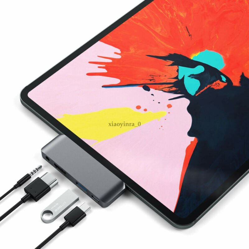 2 farben Aluminium Typ-C Handy, Mobiltelefon Profi Hub Adapter mit USB-C PD Ladung 4K HDMI USB 3.0 3,5mm kopfhörer Jack für iPad Profi