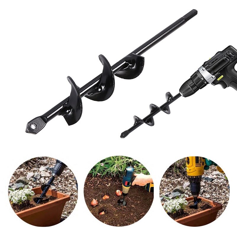 Tarière planteuse à bulbes 4x22cm, pour jardin, trou de forage, tête de forage en spirale en acier, tête de forage électrique pour le travail agricole