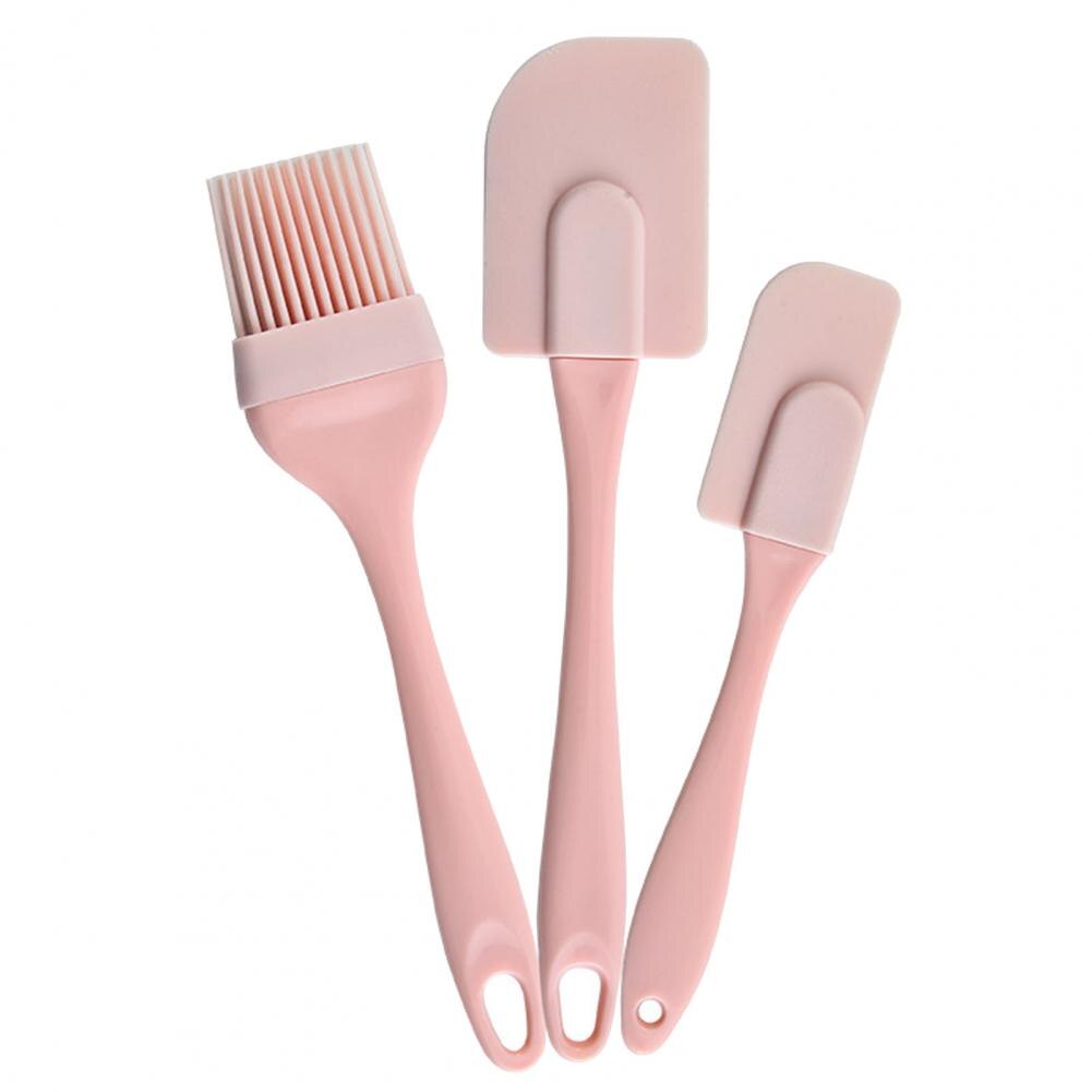 3Pcs/Set Kitchen Utensils Cooking Supplies Multi Purpose Blue/Pink Cake Spatula Baking Tools Silicone/PP Non-stick for Kitchen: Pink