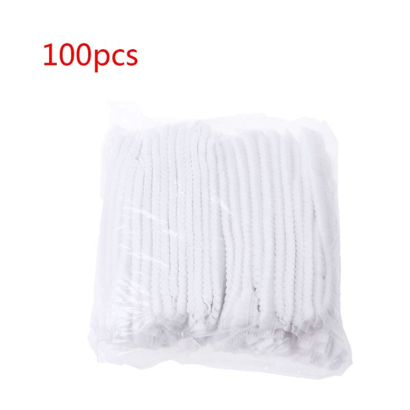 100 stuks non-woven wegwerp bouffantkapje met dubbele pees en anti-stof haarbedekking  k4ua: Wit