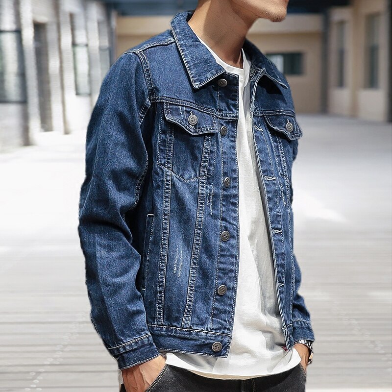 Japanse Herfst Mannen Denim Jas Mode Casual Mannen Denim Jasje Mannelijke Denim Jas