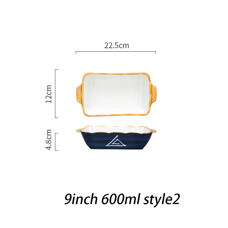 MDZF SWEETHOME 9/11inch Japanese Ceramic Baking Pan Rectangular Bakeware Dish Oven Baking Tray Kitchen Home Lasagna Pan: 600ml style2