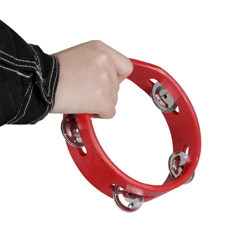 Fest uundværlige forsyninger træ jingle ring musikinstrument pædagogisk legetøj med metal dobbelt række jingles