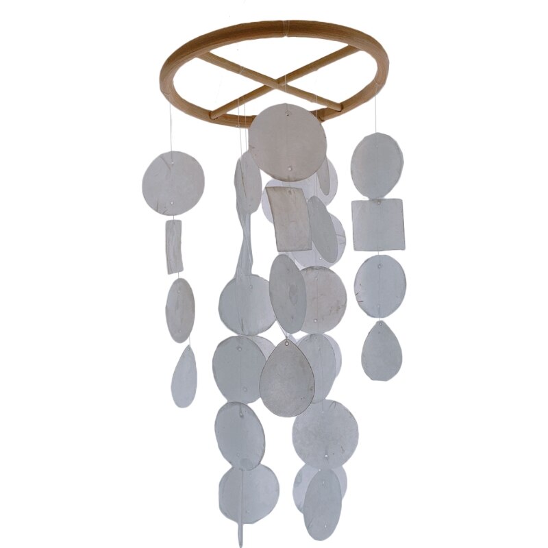 Carillón de viento de concha de estilo nórdico para decoración de la habitación del hogar, campanilla colgante de pared, juguetes para niños, sonajero móvil en la cuna, creativos: White B