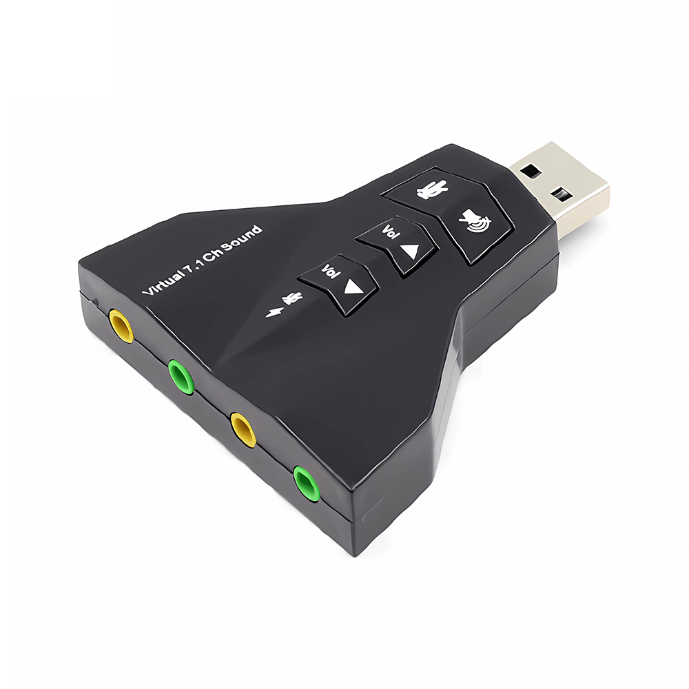 Tarjeta de sonido USB Virtual externa 7 en 1 canal adaptador de Audio de sonido 3D micrófono Dual interfaz de Audio Dual salida independiente