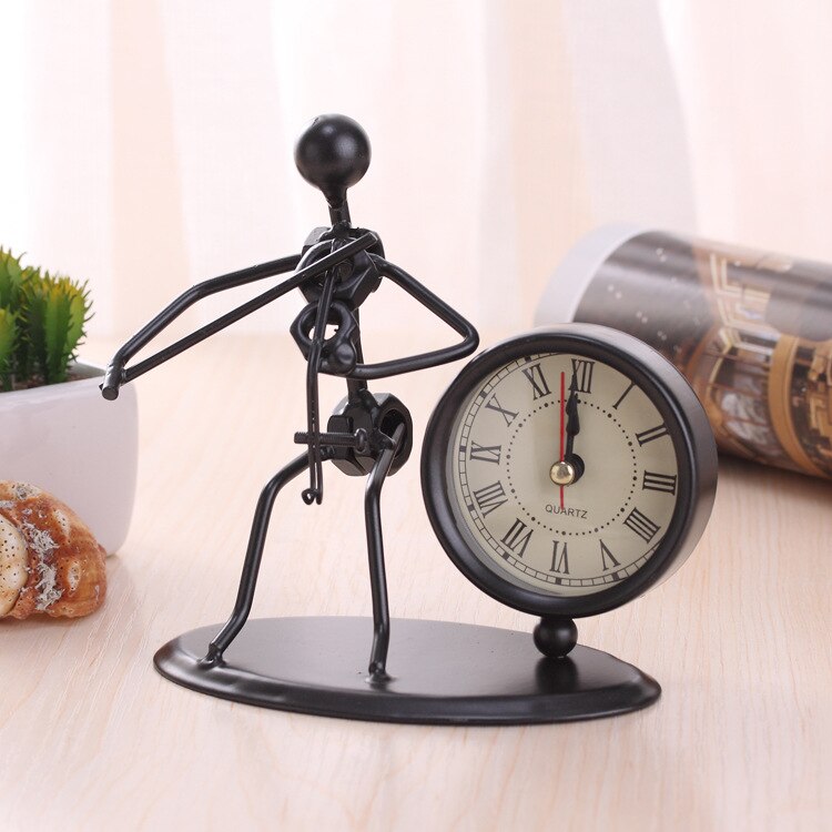 Small Alarm Clock Iron Stainless Steel Personality Retro Table Bedroom Horloge Home Decoration: A