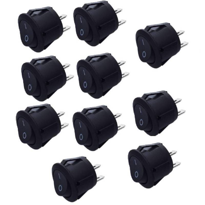 10 Uds. Interruptor basculante redondo de 12V encendido/apagado 2 pines SPST Camper Van caravana autocaravana para coche Auto barco electrodomésticos