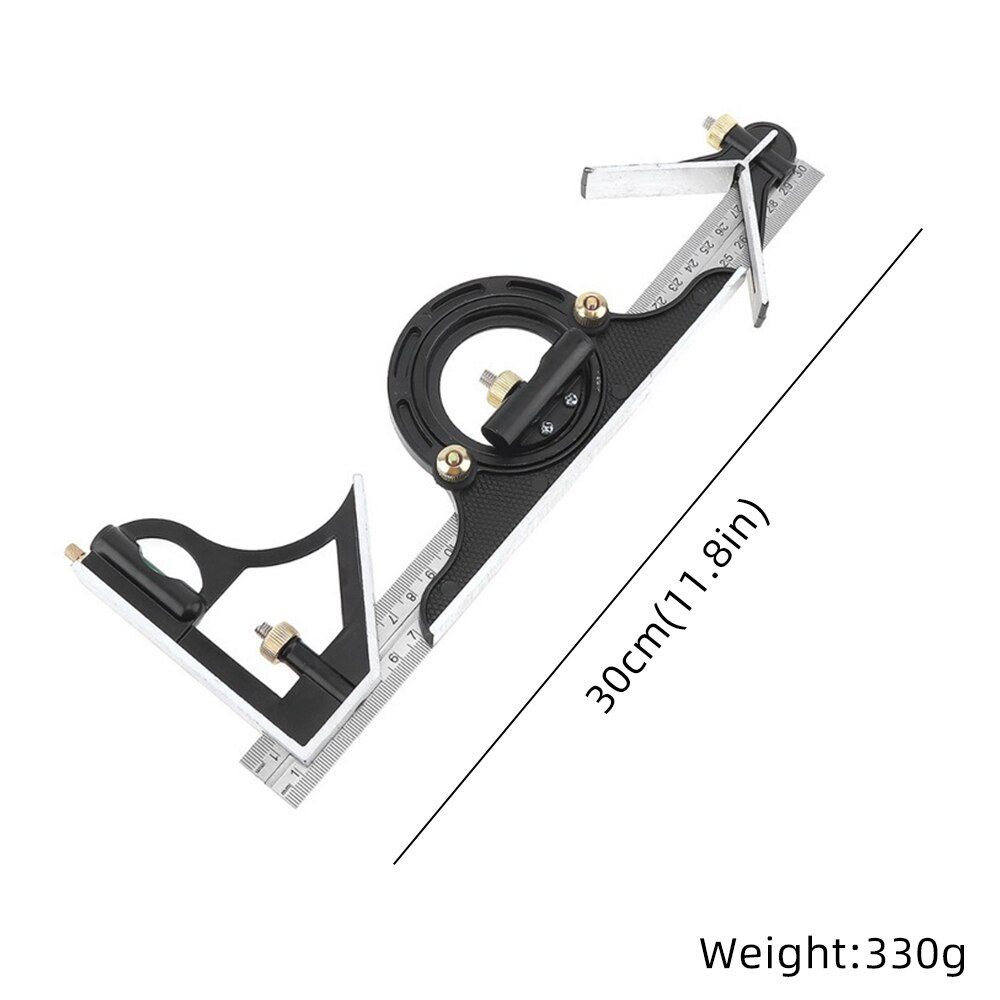 3 stuks combinatie rechte hoek liniaal verstelbare ingenieurs multi combinatie vierkante hoekzoeker gradenboog meetset gereedschap: Wit