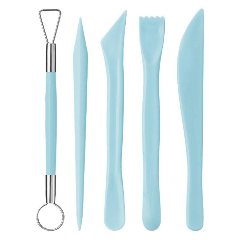 Verktyg för keramiklera, konstmaterial, lera, 5 -delat set, keramikkniv, mjuk keramikskulpturkniv, konstverktyg, 5 färger valfritt