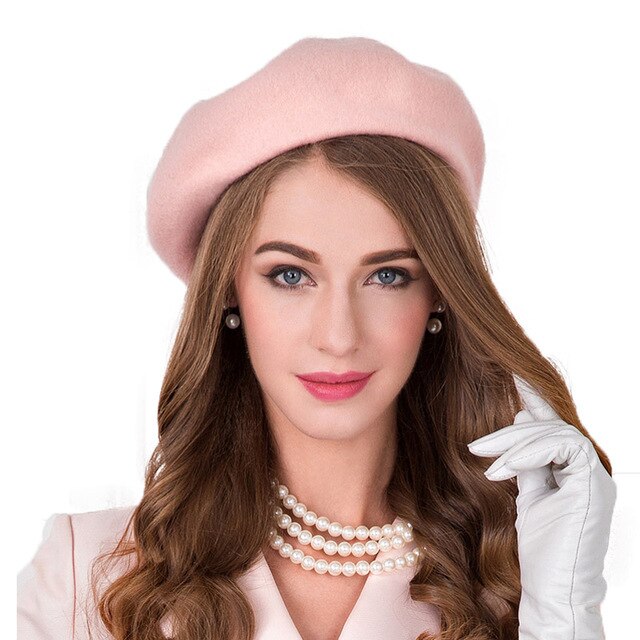 13 farver 100%  australien uld fransk baret hat til kvinder britisk stil ensfarvet pige græskar hatte filt baretter kasketter boina femme: Fs833-8