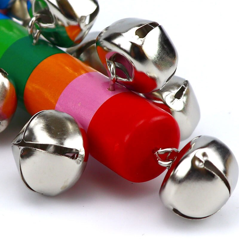 Holz Rassel Regenbogen Farbe Hand Rassel Griff Holz Aktivität Glocke Ring Regenbogen Musical Instrument Regenbogen Shaker Stock Kleinkind