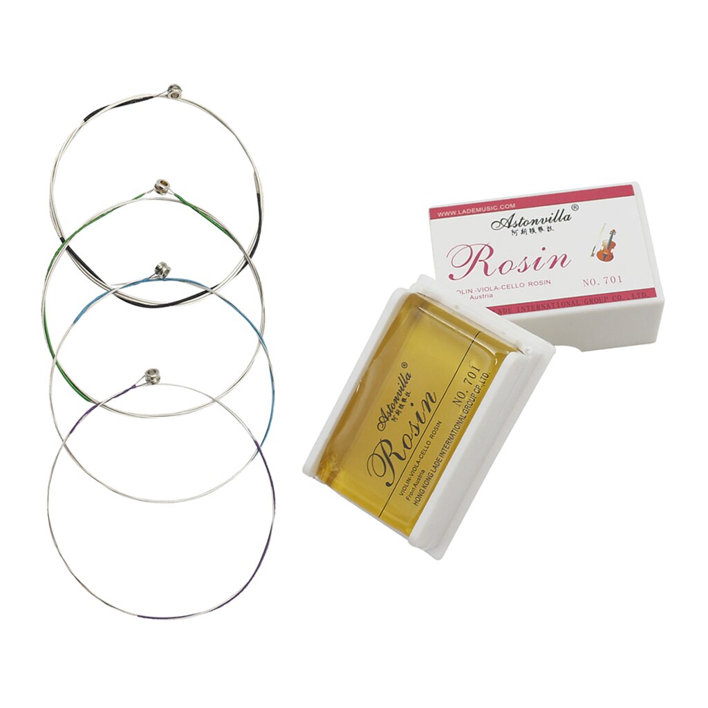 Full Set GDAE Silver Violin Strings Kit & Violin Viola Cello Rosin Resin