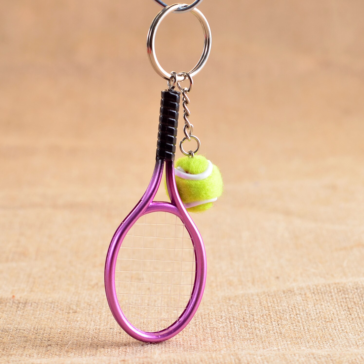 Leuke Sport Mini Tennisracket Hanger Sleutelhanger Sleutelhanger Key Chain Ring Finder Holer Accessoires Voor Tiener Fan #1-17162: Purple