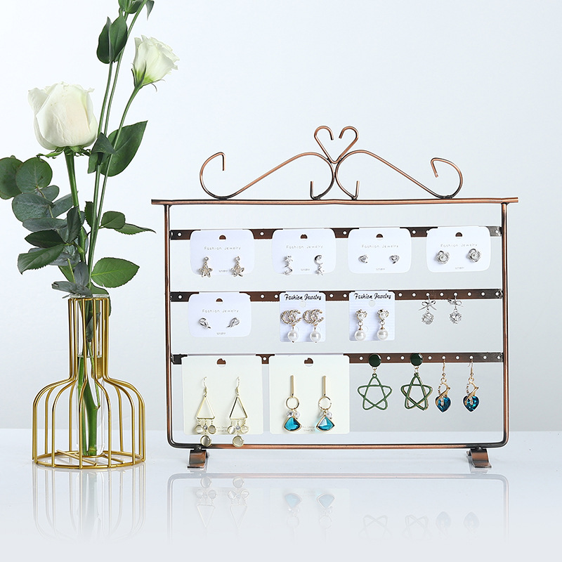 Metal Earring Organizer Household Wall Hanging Necklace Rack Ear Clip Jewelry Display Rack Ear Stud Bracelet Holder