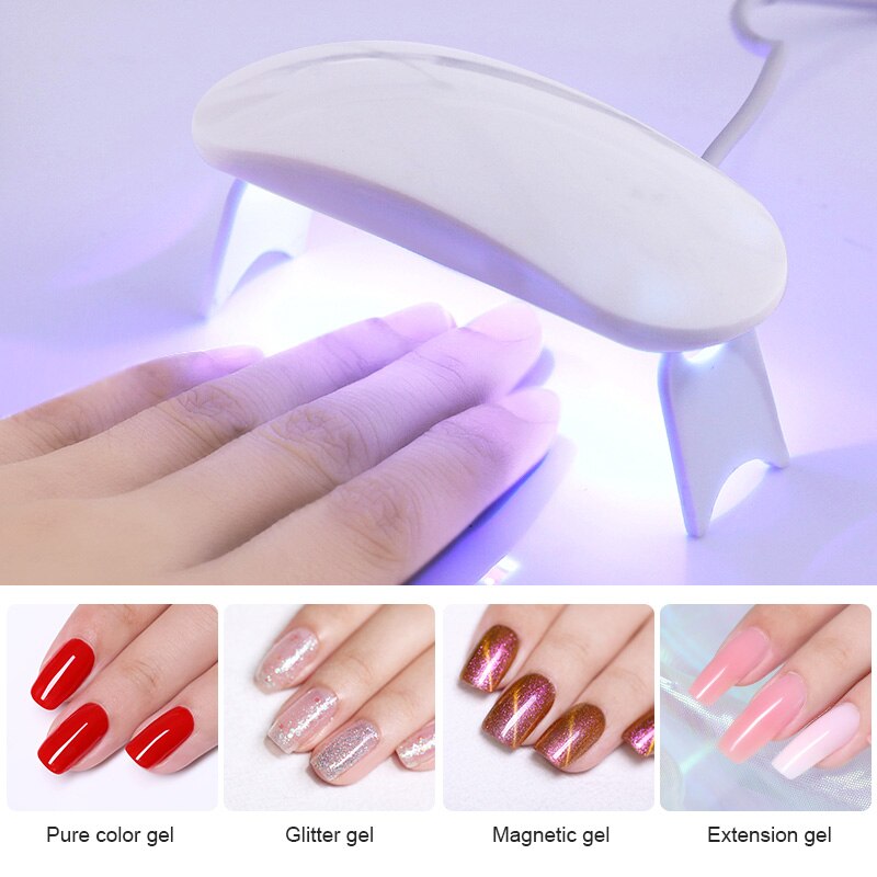 Nicole Dagboek 3W Usb Mini Nail Dryer Draagbare Uv Led Curing Lamp 30 S Sneldrogende Genezen Licht Voor gel Polish: 6W UV Lamp