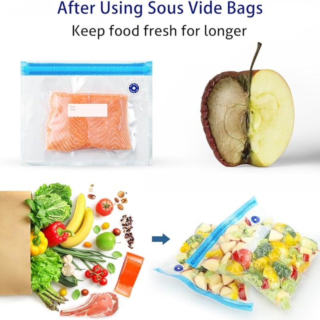 Sous Vide Bags Reusable BPA Free Vacuum Sealer Bags Vacuum Food Storage Bags for Cooking/Food Storage/Microwave Heating